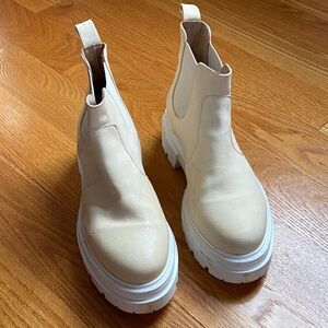 Free People Cream Lola Chelsea Lug-Sole Booties